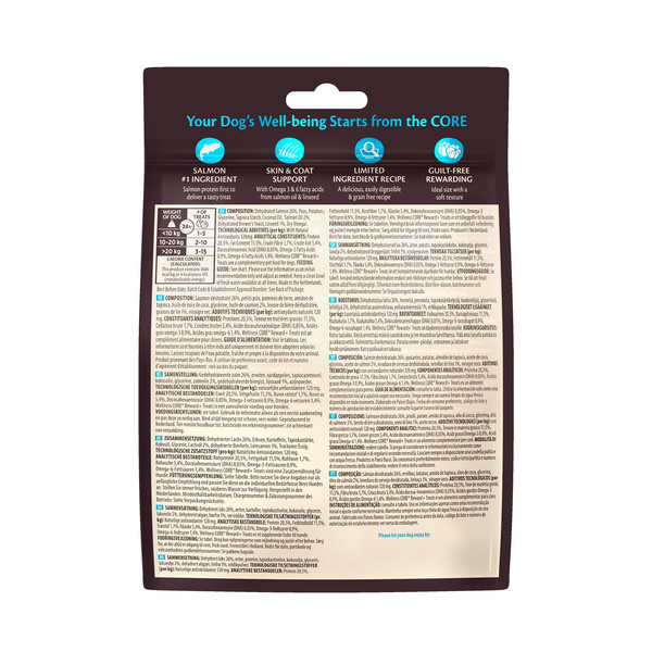 Wellness CORE Reward+ Skin and Coat przysmak dla psów dorosłych łosoś 170g