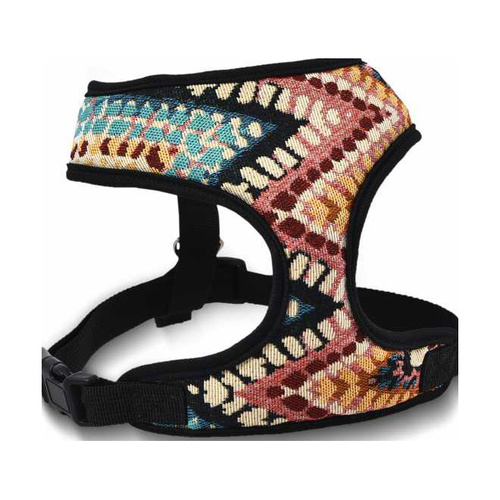 Barry King Szelki dla psa, z wytrzymałej tkaniny, wzór boho, max. Obw. Szyi 28cm, obw. Klatki 34-45cm