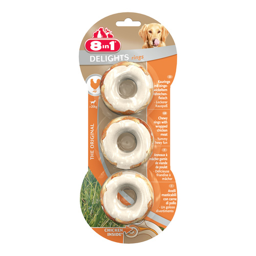 8in1 Przysmak dla psa pierścienie Delights kurczak skóra wołowa 3 szt.