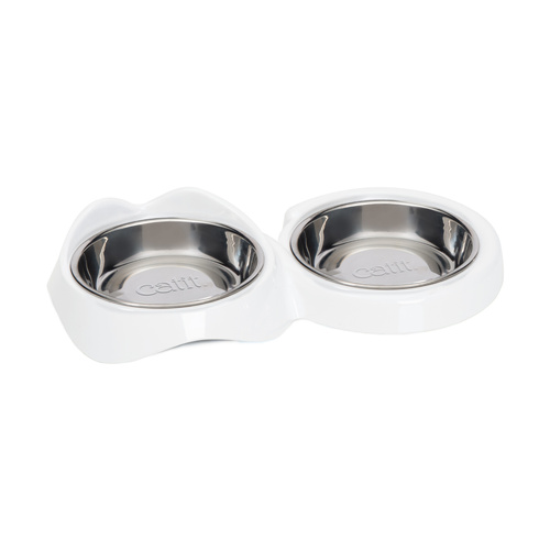 CatIt Pixi, podwójna miska, dla kota, biała, 31,8 x 16,9 x 5,7, 2x200ml