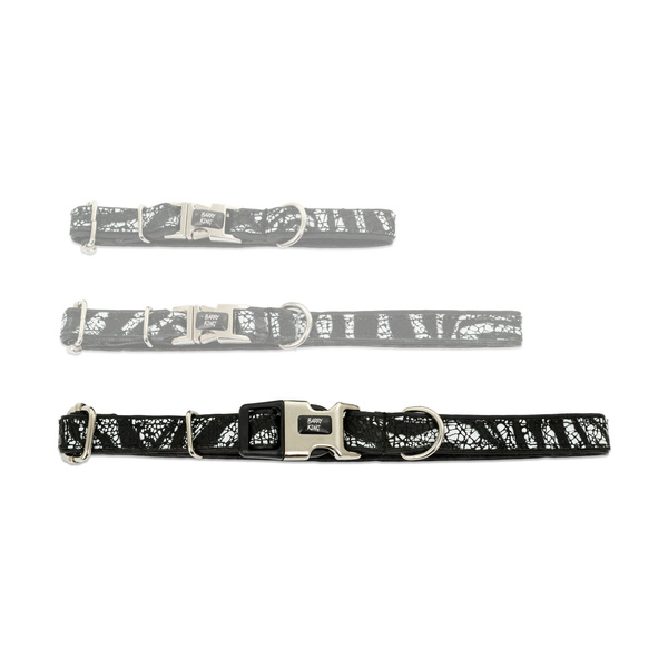 Barry King Obroża dla psa, Equilibre, Czarna Zebra, skórzana nikiel, M 16mm/30-50cm