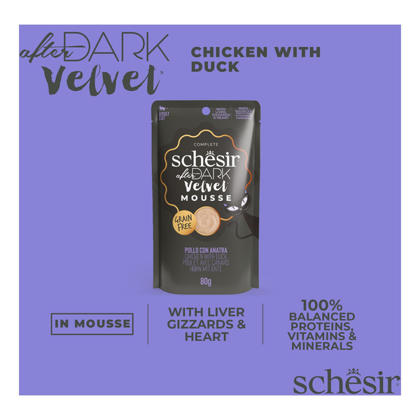 Schesir After Dark Velvet Mousse karma mokra dla kota kurczak z kaczką 80 g
