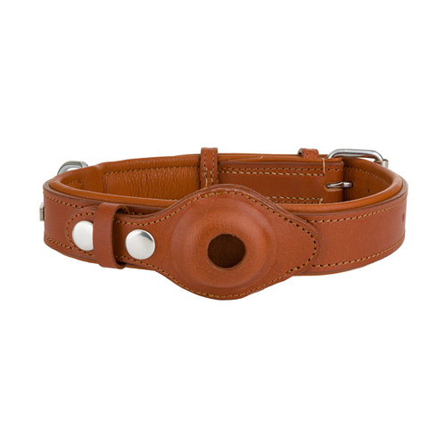 Barry King Obroża skórzana, L: 40-54 cm/30 mm, brązowy, z miejscem na lokalizator