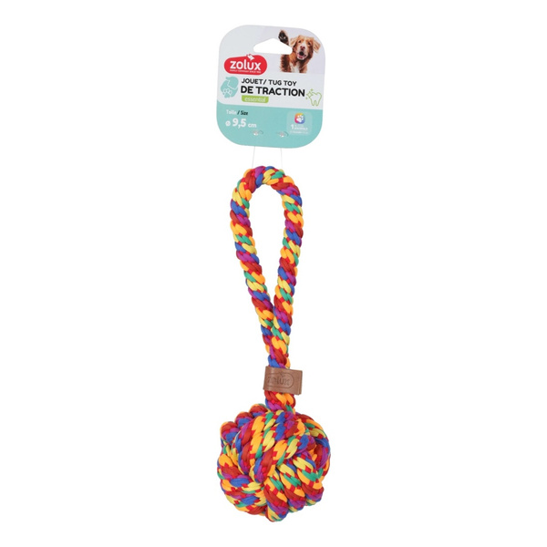 ZOLUX Zabawka dla psa szarpak piłka sznur RAINBOW 9,5cm