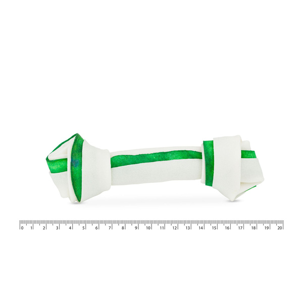 Kość wiązana dwukolorowa, biało-zielona 16, 5cm, 10szt/op, 500g/op, 20 op/karton