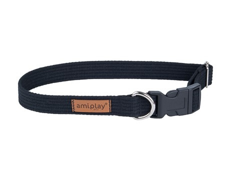 amiplay Obroża regulowana Cotton XL 45-70x3cm Czarny