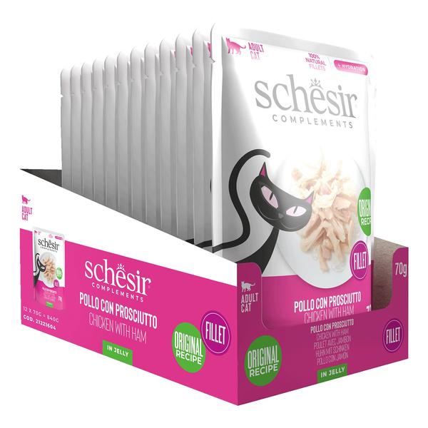 Schesir Complements karma mokra dla kotów kurczak z szynką w galarecie 70 g