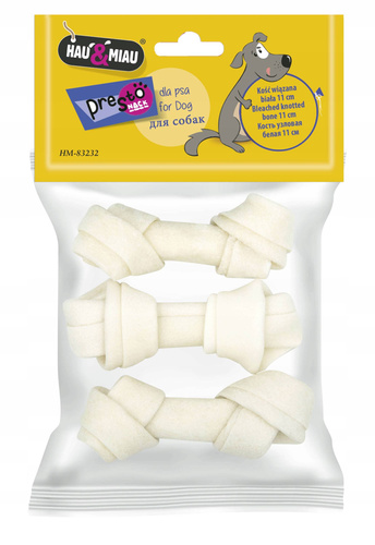 Hau Miau Kości wiązane białe dla Psa 11cm x3szt