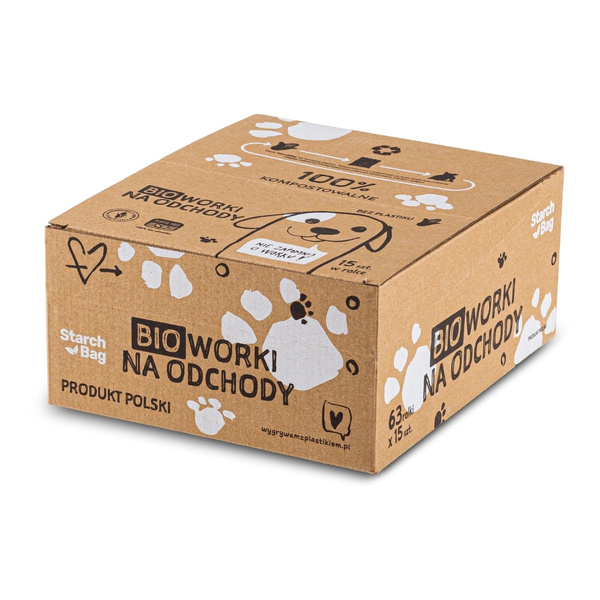 STARCHBAG Kompostowalne BIOworki na odchody 63 rolki x 15 szt., mix 21x 3 róż, ziel, nieb