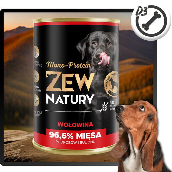 Mokra Karma Dla Psa Wołowina Puszka 400g Zew Natury MONO-PROTEIN