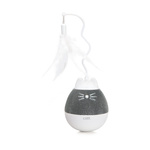 CatIt Pixi Spinner, zabawka karmiąca z piórkiem, dla kota, biało/szara, 8.5 x 24 cm