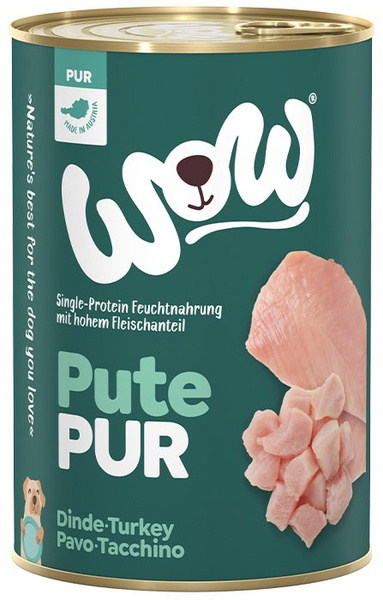 WOW Pute Pur - czysty indyk karma monobiałkowa dla psa (6szt. x 400g)