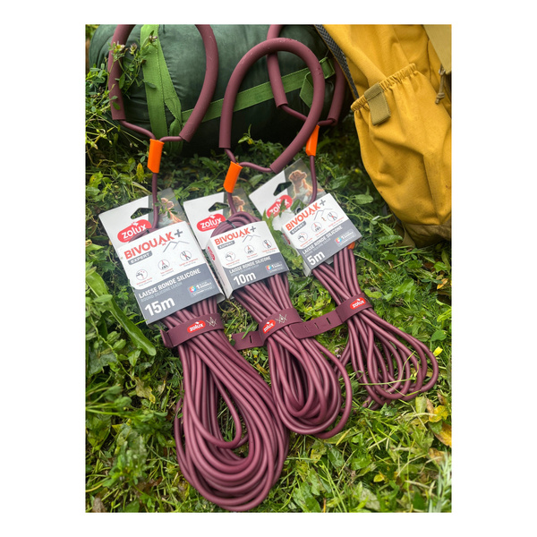 ZOLUX Smycz okrągła dla psa silikonowa BIVOUAK czerwona 15m