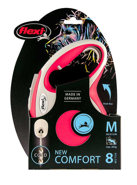 FLEXI Smycz automatyczna New Comfort M linka 8m/ 20kg czerwony