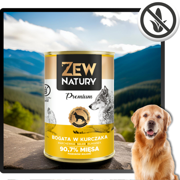 Mokra Karma Dla Psa Bogata w Kurczaka Puszka 800g Zew Natury PREMIUM