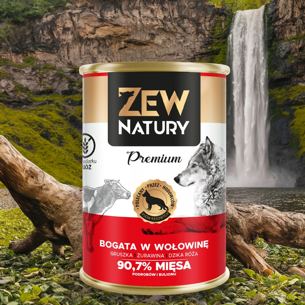 Mokra Karma dla Psa ZEW NATURY 400g Bogata w Wołowinę Dla Dorosłych Psów
