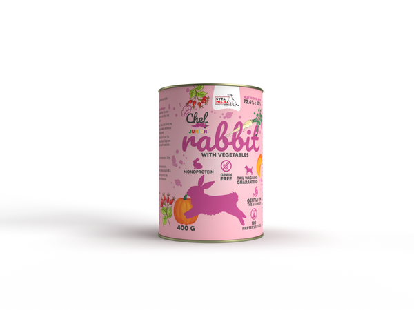 Mokra karma dla psa Królik z warzywami JUNIOR 400g
