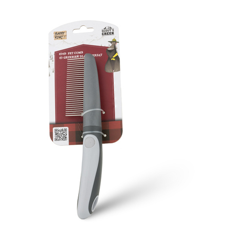 Barry King Grzebień dla zwierząt, z rączką, szary, 29 zębów, 5 x 22 cm