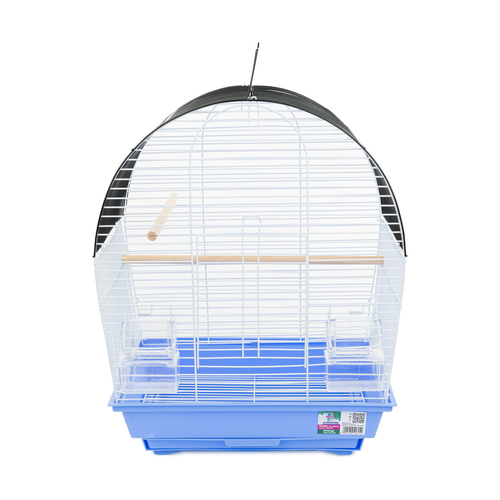 Klatka dla ptaków, zaokrąglona niebieska,drut kolor czarny i niebieski,  wym. 36 x 28.8 x 46cm