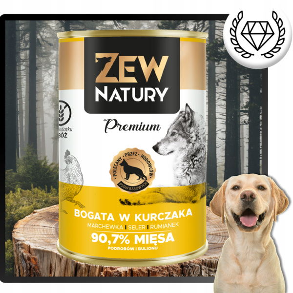 Mokra Karma Dla Psa Bogata w Kurczaka Puszka 800g Zew Natury PREMIUM