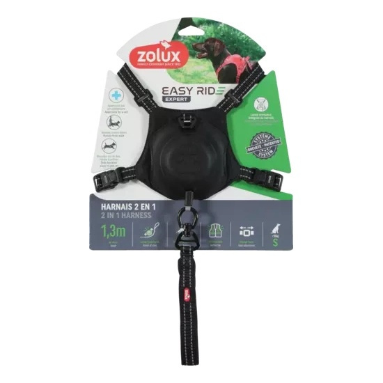 ZOLUX Szelki dla psa ze smyczą automatyczną Easyride S czarne