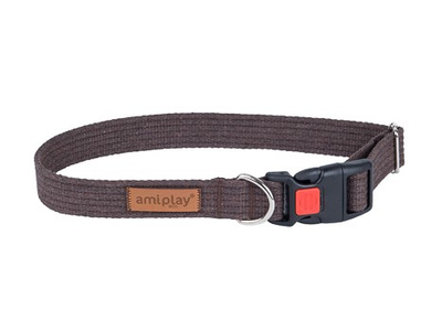 amiplay Obroża regulowana z blokadą Cotton XL 45-70x3cm Brązowy