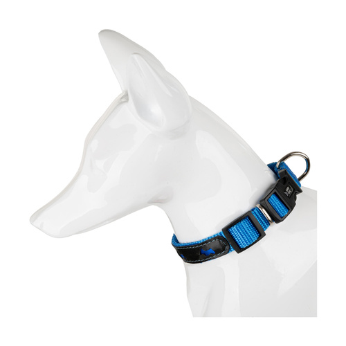 Barry King obroża dla psa, wzór pieski, odblaskowa plastik 20mm/45cm niebie