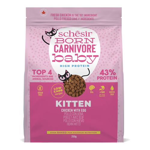 Schesir Born Carnivore karma sucha dla kociąt kurczak z jajkiem 255 g