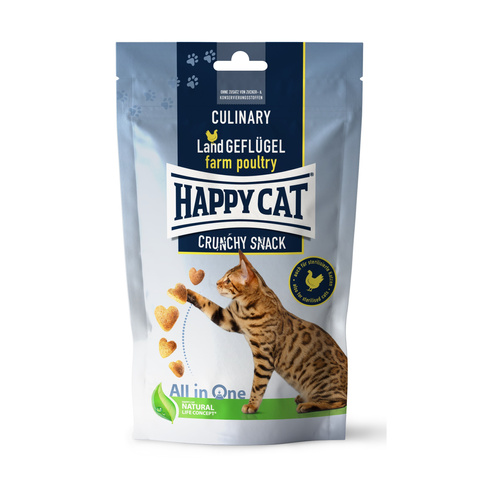 Happy Cat Crunchy Snack farm poultry, przysmak, dla kotów, kurczak i marchew, 70g