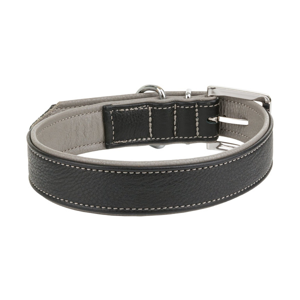 Barry King Obroża skórzana, XL: 45-55 cm/35 mm, czarna/szara