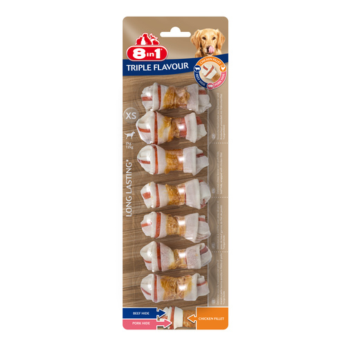 8in1 Przysmak dla psa kości Triple Flavour XS 7 szt.