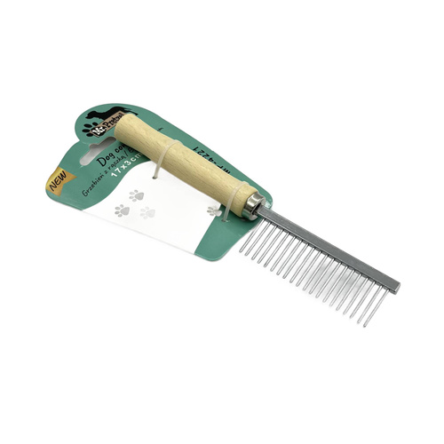 Mr. Pretzel Grzebień dla psów z drewnianą rączką 17cm 20 zębów