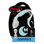 FLEXI Smycz automatyczna dla psa New Comfort M taśma 5 m kol. błękit