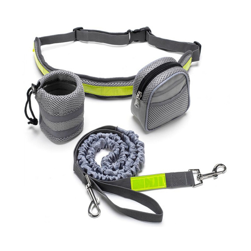 Barry King pas biodrowy do biegania, z amortyzowaną smyczą, szary, m