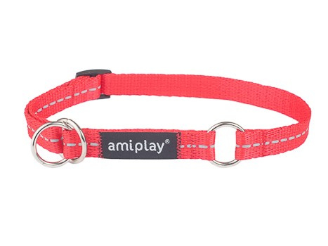 amiplay Obroża półzaciskowa Reflective M 25-40x1,5cm Czerwony