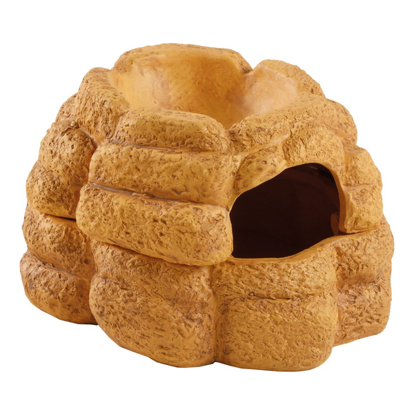 Eao Terra Big Rock kryjówka z miską do terrarium ceramiczna M 15x18x11 cm 75 ml