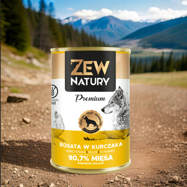 Mokra Karma Dla Psa Bogata w Kurczaka Puszka 800g Zew Natury PREMIUM