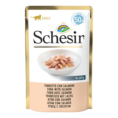 Schesir Karma mokra dla kotów tuńczyk z łososiem w galarecie 50 g