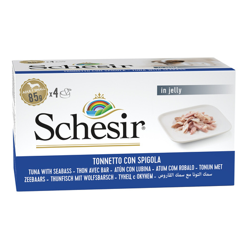 Schesir Karma mokra multipack dla psa tuńczyk z okoniem morskim w galarecie 4x85 g