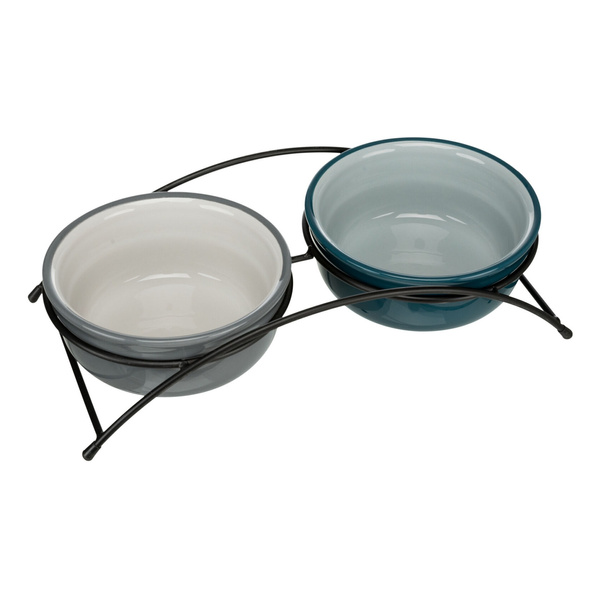 Trixie MISKI ceramiczne NA STOJAKU 2 x 0,6L szare