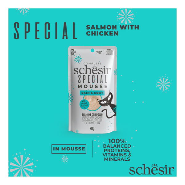 Schesir Special Mousse Skin&coat karma mokra dla kota łosoś 70 g