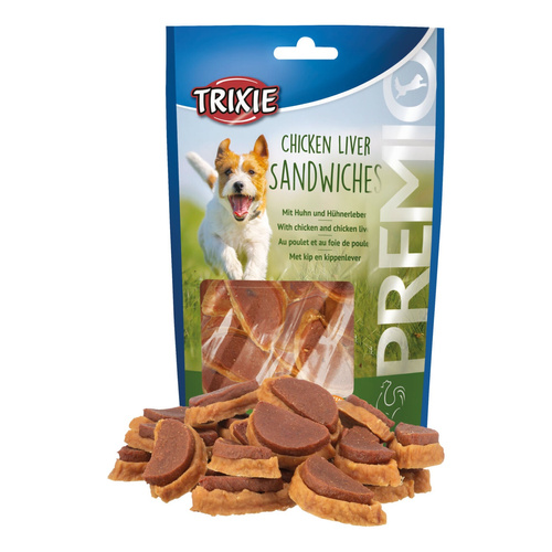 Trixie Premio Chicken Liver Sandwiches, przysmak, dla psa, kurczak i wątróbka drobiowa, 100g