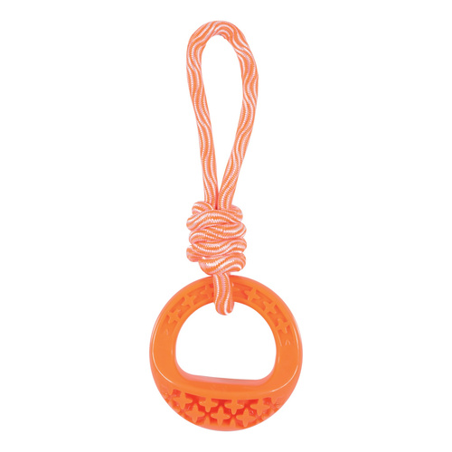 Zolux Zabawka dla psa okrągła ze sznurem TPR SAMBA 26 cm kol. pomarańczowy