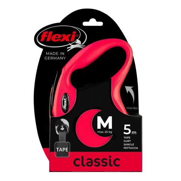 FLEXI Smycz automatyczna dla psa NEW CLASSIC M 5 m taśma czerwona