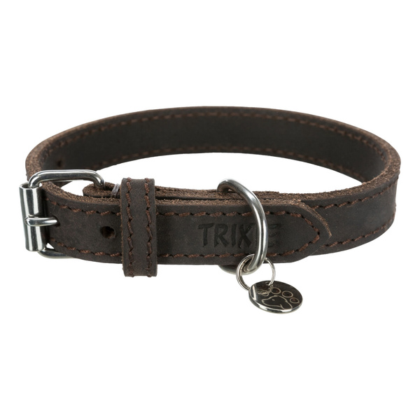 Trixie Rustic obroża, dla psa, ciemnobrązowa, XS-S: 27-34 cm/18 mm, z grubej skóry