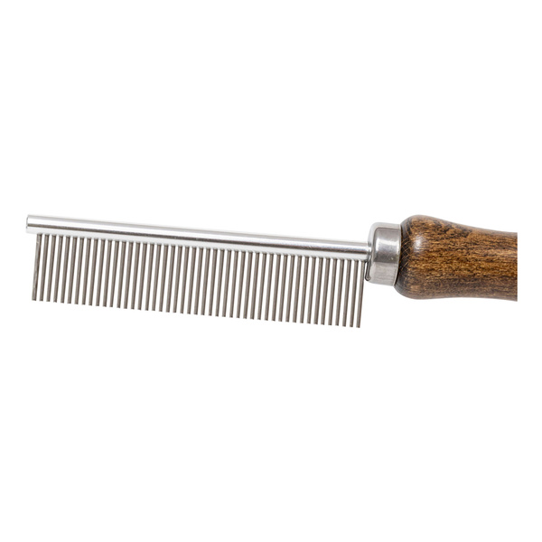 Ekskluzywny grzebień,dla zwierząt, z metalową nasadą, drewno bukowe, 47 pinów, wym. 2,1x18,6cm