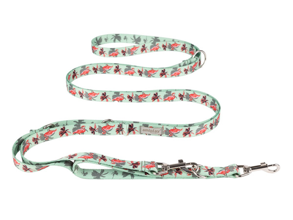 amiplay Smycz regulowana 8in1 BeHappy XL 200-400x2,5cm Flamingo