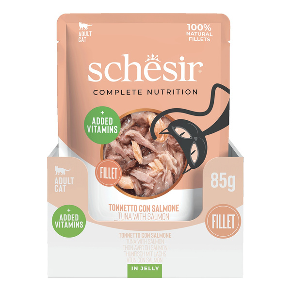 Schesir C&B karma mokra dla kotów tuńczyk z łososiem w galarecie 85 g