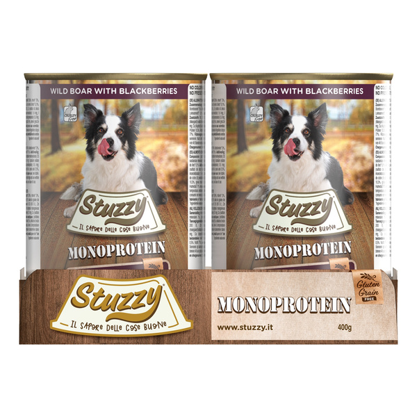 Stuzzy Monoprotein karma mokra dla psa świeże mięso z dzika z jeżynami pasztet 400 g