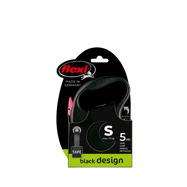 FLEXI Smycz automatyczna dla psa Black Design S taśma 5 m kol. różowy